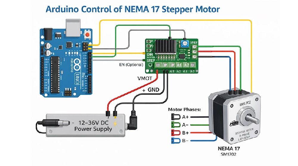 How to Control a Stepper Motor with Arduino (NEMA 17 Guide)